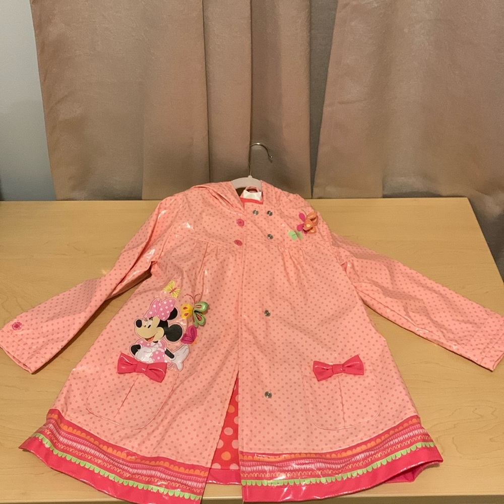 Minnie Mouse Disney Store Girls Rain Jacket like new!